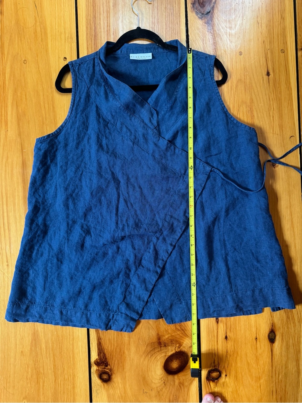 Bryn Walker 100% Linen Wrap Tunic Vest Blue Made in USA XL 1X - Picture 7 of 7